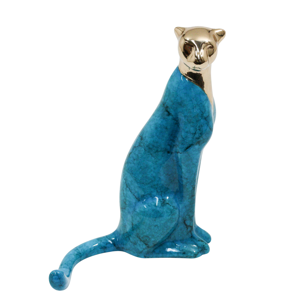 Loet Vanderveen - CHEETAH, CLASSIC SEATED JEWEL (479) - BRONZE - 4 X 5.5 - These sculptures are bronze limited editions.
<br>
<br><a href="/[sculpture]/[available]-[patina]-[swatches]/">More than 30 patinas are available</a>. Available patinas are indicated as IN STOCK. Loet Vanderveen limited editions are always in strong demand and our stocked inventory sells quickly. Special orders are not being taken at this time.
<br>
<br>Allow a few weeks for your sculptures to arrive as each one is thoroughly prepared and packed in our warehouse. This includes fully customized crating and boxing for each piece. Your patience is appreciated during this process as we strive to ensure that your new artwork safely arrives.
<br>
<br>Shipping and Handling TBD