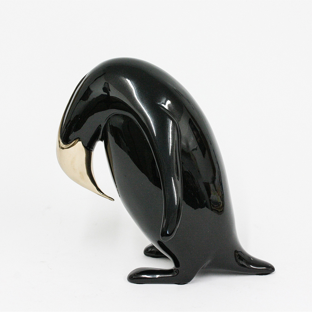 Loet Vanderveen - PENGUIN, EMPEROR (487) - BRONZE - 9 X 5.5 X 9 - These sculptures are bronze limited editions.
<br>
<br><a href="/[sculpture]/[available]-[patina]-[swatches]/">More than 30 patinas are available</a>. Available patinas are indicated as IN STOCK. Loet Vanderveen limited editions are always in strong demand and our stocked inventory sells quickly. Special orders are not being taken at this time.
<br>
<br>Allow a few weeks for your sculptures to arrive as each one is thoroughly prepared and packed in our warehouse. This includes fully customized crating and boxing for each piece. Your patience is appreciated during this process as we strive to ensure that your new artwork safely arrives.
<br>
<br>Shipping and Handling TBD