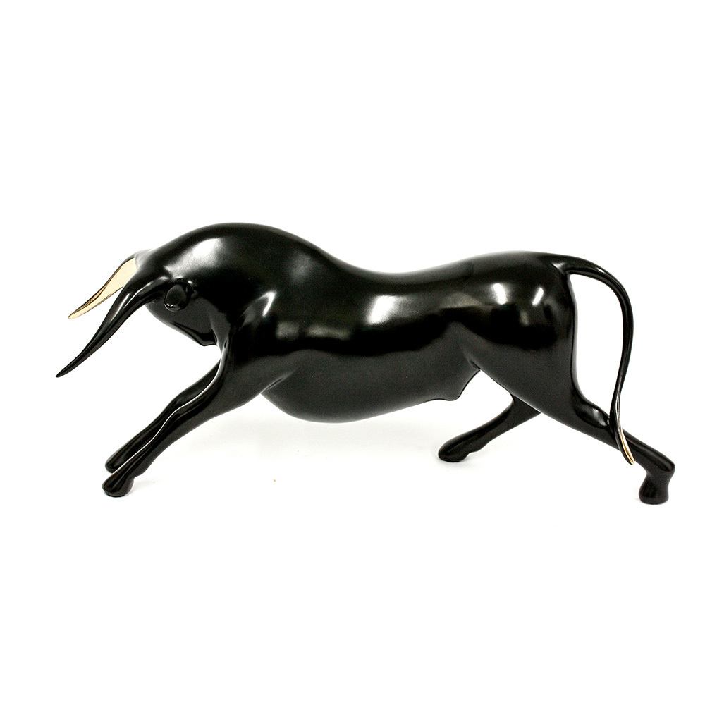 Loet Vanderveen - BULL, CHARGING (493) - BRONZE - 12 X 3.5 X 5.5 - These sculptures are bronze limited editions.
<br>
<br><a href="/[sculpture]/[available]-[patina]-[swatches]/">More than 30 patinas are available</a>. Available patinas are indicated as IN STOCK. Loet Vanderveen limited editions are always in strong demand and our stocked inventory sells quickly. Special orders are not being taken at this time.
<br>
<br>Allow a few weeks for your sculptures to arrive as each one is thoroughly prepared and packed in our warehouse. This includes fully customized crating and boxing for each piece. Your patience is appreciated during this process as we strive to ensure that your new artwork safely arrives.
<br>
<br>Shipping and Handling TBD