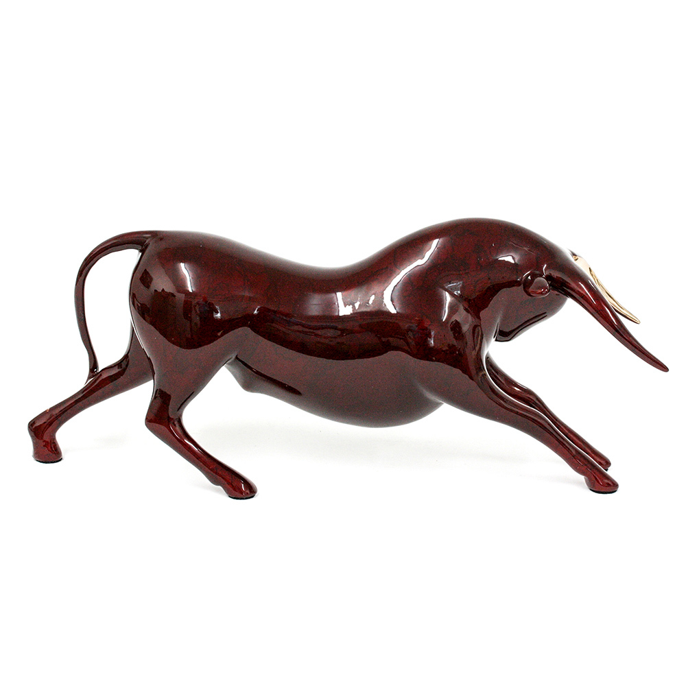 Loet Vanderveen - BULL, CHARGING (493) - BRONZE - 12 X 3.5 X 5.5 - These sculptures are bronze limited editions.
<br>
<br><a href="/[sculpture]/[available]-[patina]-[swatches]/">More than 30 patinas are available</a>. Available patinas are indicated as IN STOCK. Loet Vanderveen limited editions are always in strong demand and our stocked inventory sells quickly. Special orders are not being taken at this time.
<br>
<br>Allow a few weeks for your sculptures to arrive as each one is thoroughly prepared and packed in our warehouse. This includes fully customized crating and boxing for each piece. Your patience is appreciated during this process as we strive to ensure that your new artwork safely arrives.
<br>
<br>Shipping and Handling TBD