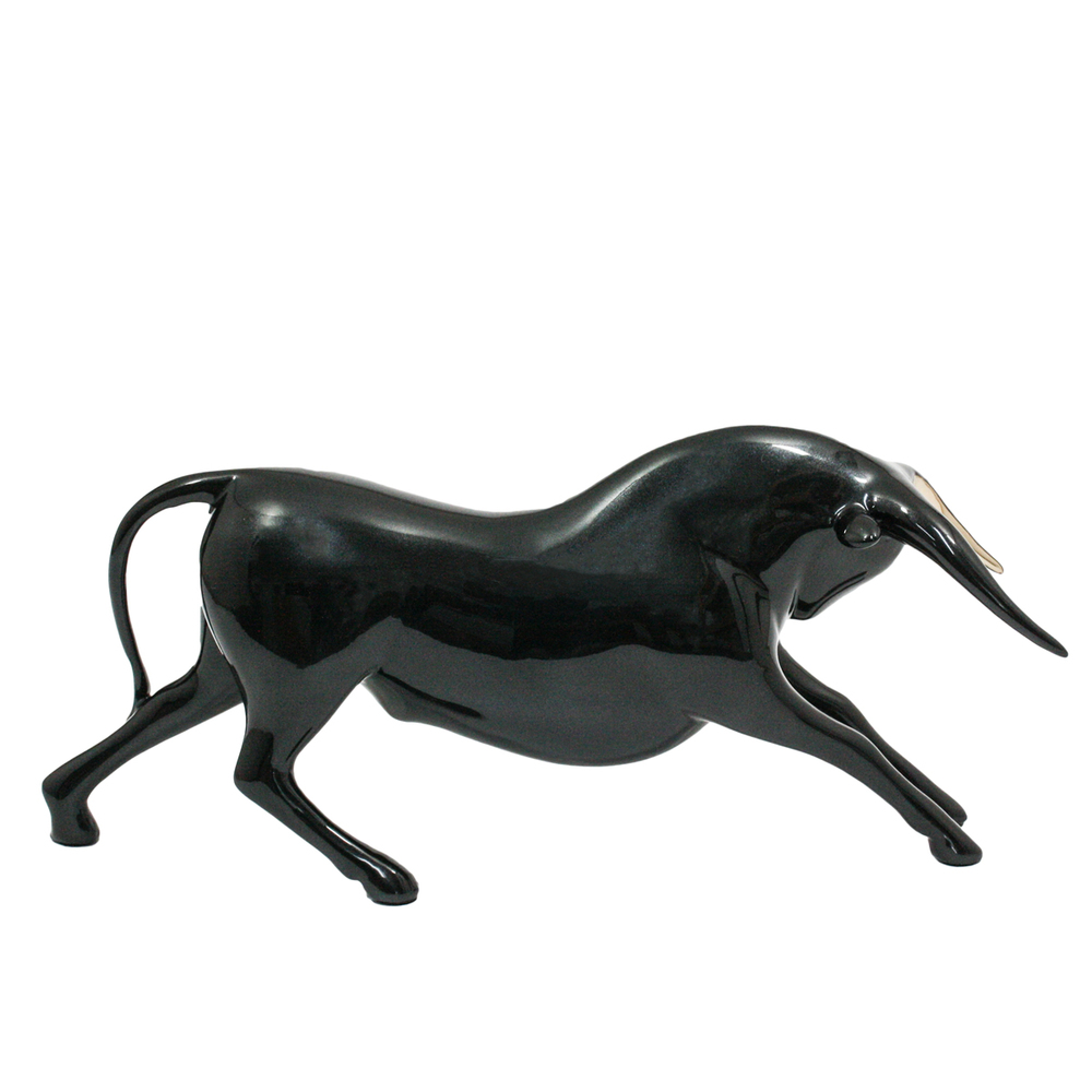 Loet Vanderveen - BULL, CHARGING (493) - BRONZE - 12 X 3.5 X 5.5 - These sculptures are bronze limited editions.
<br>
<br><a href="/[sculpture]/[available]-[patina]-[swatches]/">More than 30 patinas are available</a>. Available patinas are indicated as IN STOCK. Loet Vanderveen limited editions are always in strong demand and our stocked inventory sells quickly. Special orders are not being taken at this time.
<br>
<br>Allow a few weeks for your sculptures to arrive as each one is thoroughly prepared and packed in our warehouse. This includes fully customized crating and boxing for each piece. Your patience is appreciated during this process as we strive to ensure that your new artwork safely arrives.
<br>
<br>Shipping and Handling TBD