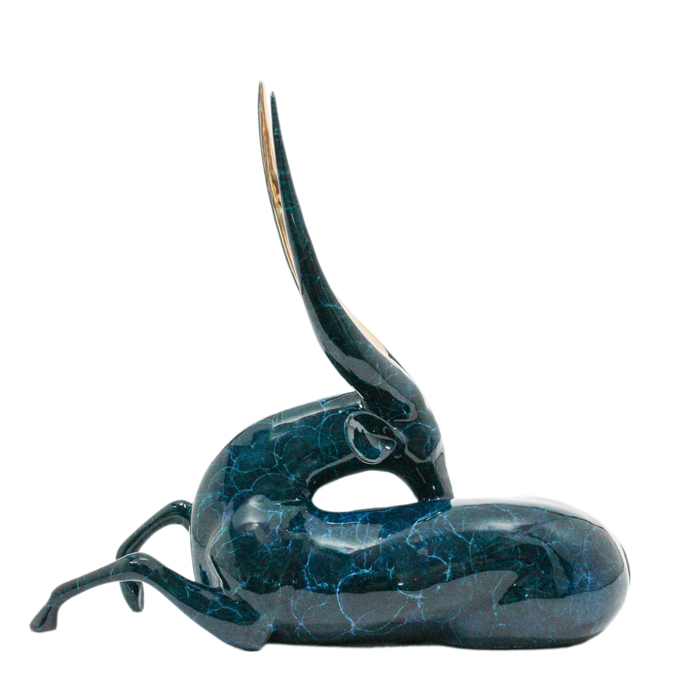 Loet Vanderveen - BUSHBUCK, RECLINING (502) - BRONZE - 18 X 7 X 16 - Free Shipping Anywhere In The USA!
<br>
<br>These sculptures are bronze limited editions.
<br>
<br><a href="/[sculpture]/[available]-[patina]-[swatches]/">More than 30 patinas are available</a>. Available patinas are indicated as IN STOCK. Loet Vanderveen limited editions are always in strong demand and our stocked inventory sells quickly. Special orders are not being taken at this time.
<br>
<br>Allow a few weeks for your sculptures to arrive as each one is thoroughly prepared and packed in our warehouse. This includes fully customized crating and boxing for each piece. Your patience is appreciated during this process as we strive to ensure that your new artwork safely arrives.