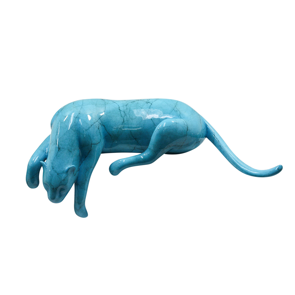 Loet Vanderveen - COUGAR, RECLINING (503) - BRONZE - 14 X 5 X 4 - These sculptures are bronze limited editions.
<br>
<br><a href="/[sculpture]/[available]-[patina]-[swatches]/">More than 30 patinas are available</a>. Available patinas are indicated as IN STOCK. Loet Vanderveen limited editions are always in strong demand and our stocked inventory sells quickly. Special orders are not being taken at this time.
<br>
<br>Allow a few weeks for your sculptures to arrive as each one is thoroughly prepared and packed in our warehouse. This includes fully customized crating and boxing for each piece. Your patience is appreciated during this process as we strive to ensure that your new artwork safely arrives.
<br>
<br>Shipping and Handling TBD