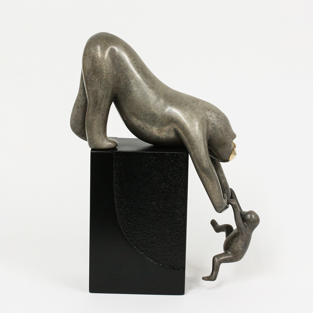 Loet Vanderveen - GORILLA AND BABY(HANGS 6.5" BELOW EDGE) (505) - BRONZE - 8.5 X 4.25 X 5 - These sculptures are bronze limited editions.
<br>
<br><a href="/[sculpture]/[available]-[patina]-[swatches]/">More than 30 patinas are available</a>. Available patinas are indicated as IN STOCK. Loet Vanderveen limited editions are always in strong demand and our stocked inventory sells quickly. Special orders are not being taken at this time.
<br>
<br>Allow a few weeks for your sculptures to arrive as each one is thoroughly prepared and packed in our warehouse. This includes fully customized crating and boxing for each piece. Your patience is appreciated during this process as we strive to ensure that your new artwork safely arrives.
<br>
<br>Shipping and Handling TBD