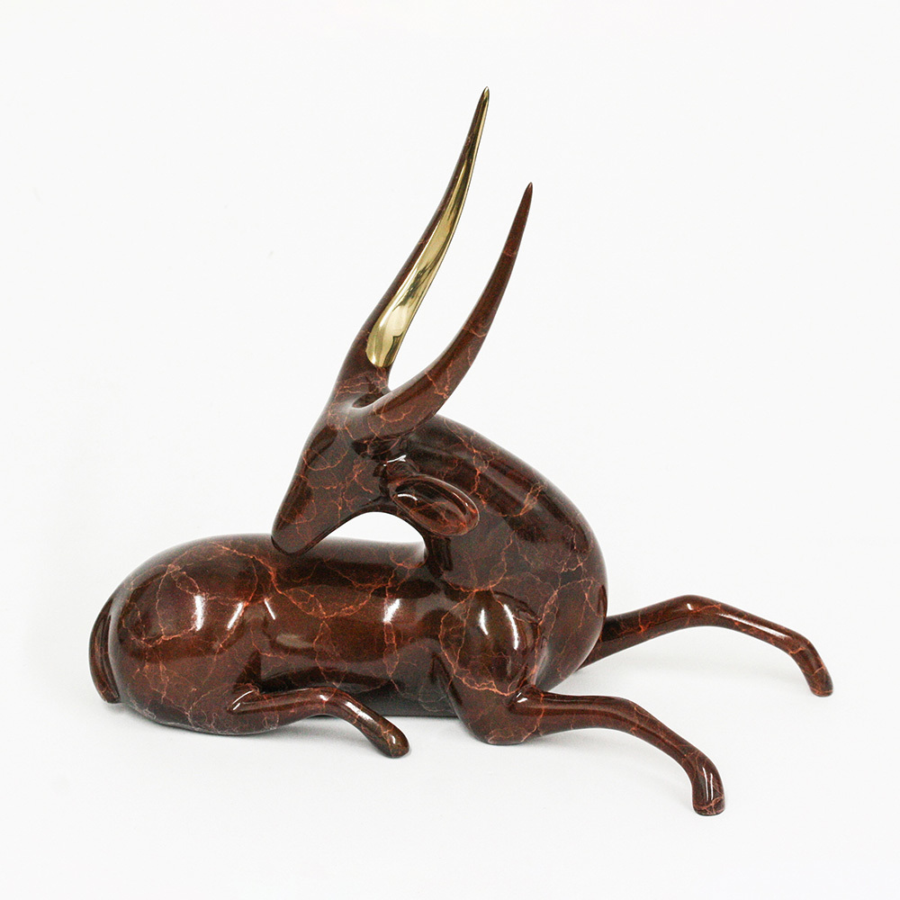 Loet Vanderveen - WATERBUCK, SINGLE (507) - BRONZE - 7 X 3.25 X 6.5 - These sculptures are bronze limited editions.
<br>
<br><a href="/[sculpture]/[available]-[patina]-[swatches]/">More than 30 patinas are available</a>. Available patinas are indicated as IN STOCK. Loet Vanderveen limited editions are always in strong demand and our stocked inventory sells quickly. Special orders are not being taken at this time.
<br>
<br>Allow a few weeks for your sculptures to arrive as each one is thoroughly prepared and packed in our warehouse. This includes fully customized crating and boxing for each piece. Your patience is appreciated during this process as we strive to ensure that your new artwork safely arrives.
<br>
<br>Shipping and Handling TBD