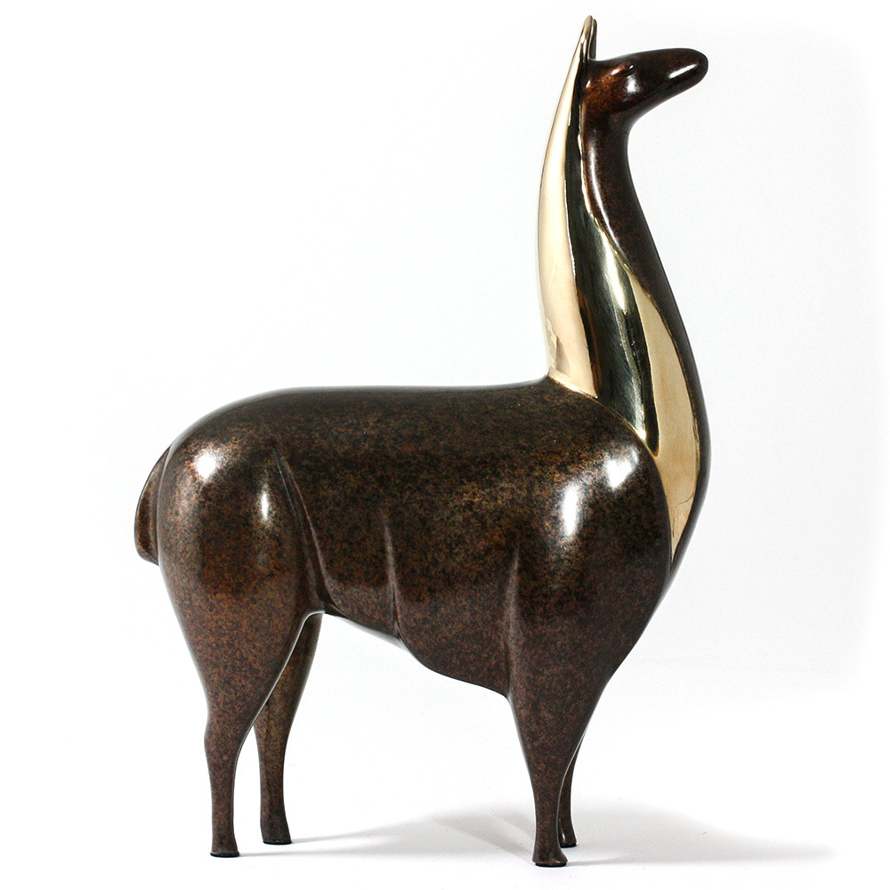 Loet Vanderveen - LLAMA, LARGE (514) - BRONZE - 6.5 X 3 X 9.75 - These sculptures are bronze limited editions.
<br>
<br><a href="/[sculpture]/[available]-[patina]-[swatches]/">More than 30 patinas are available</a>. Available patinas are indicated as IN STOCK. Loet Vanderveen limited editions are always in strong demand and our stocked inventory sells quickly. Special orders are not being taken at this time.
<br>
<br>Allow a few weeks for your sculptures to arrive as each one is thoroughly prepared and packed in our warehouse. This includes fully customized crating and boxing for each piece. Your patience is appreciated during this process as we strive to ensure that your new artwork safely arrives.
<br>
<br>Shipping and Handling TBD