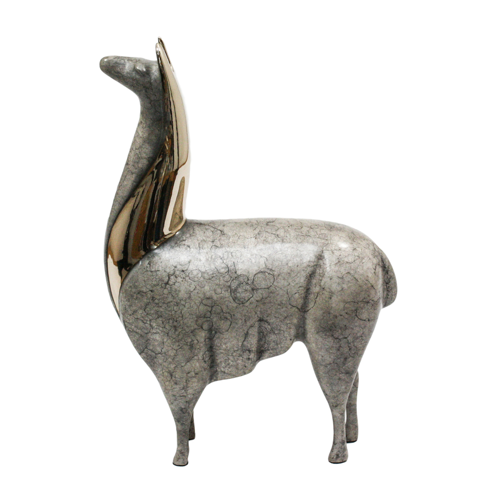 Loet Vanderveen - LLAMA, LARGE (514) - BRONZE - 6.5 X 3 X 9.75 - These sculptures are bronze limited editions.
<br>
<br><a href="/[sculpture]/[available]-[patina]-[swatches]/">More than 30 patinas are available</a>. Available patinas are indicated as IN STOCK. Loet Vanderveen limited editions are always in strong demand and our stocked inventory sells quickly. Special orders are not being taken at this time.
<br>
<br>Allow a few weeks for your sculptures to arrive as each one is thoroughly prepared and packed in our warehouse. This includes fully customized crating and boxing for each piece. Your patience is appreciated during this process as we strive to ensure that your new artwork safely arrives.
<br>
<br>Shipping and Handling TBD