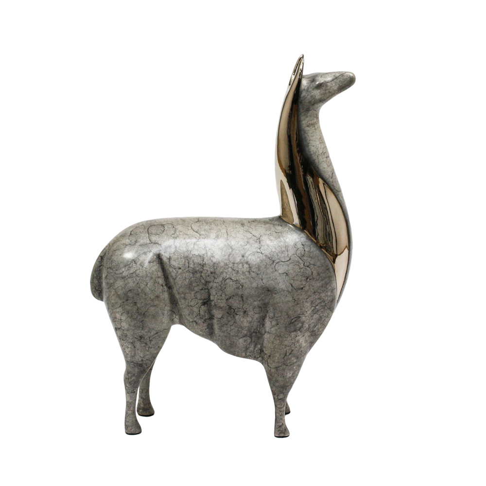 Loet Vanderveen - LLAMA, LARGE (514) - BRONZE - 6.5 X 3 X 9.75 - These sculptures are bronze limited editions.
<br>
<br><a href="/[sculpture]/[available]-[patina]-[swatches]/">More than 30 patinas are available</a>. Available patinas are indicated as IN STOCK. Loet Vanderveen limited editions are always in strong demand and our stocked inventory sells quickly. Special orders are not being taken at this time.
<br>
<br>Allow a few weeks for your sculptures to arrive as each one is thoroughly prepared and packed in our warehouse. This includes fully customized crating and boxing for each piece. Your patience is appreciated during this process as we strive to ensure that your new artwork safely arrives.
<br>
<br>Shipping and Handling TBD