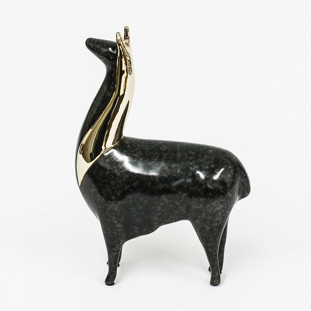 Loet Vanderveen - LLAMA, SMALL (515) - BRONZE - 5 X 2 X 7 - These sculptures are bronze limited editions.
<br>
<br><a href="/[sculpture]/[available]-[patina]-[swatches]/">More than 30 patinas are available</a>. Available patinas are indicated as IN STOCK. Loet Vanderveen limited editions are always in strong demand and our stocked inventory sells quickly. Special orders are not being taken at this time.
<br>
<br>Allow a few weeks for your sculptures to arrive as each one is thoroughly prepared and packed in our warehouse. This includes fully customized crating and boxing for each piece. Your patience is appreciated during this process as we strive to ensure that your new artwork safely arrives.
<br>
<br>Shipping and Handling TBD