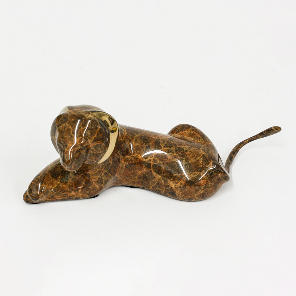 Loet Vanderveen - LION, RECLINING (517) - BRONZE - 7 X 3 X 2.5 - These sculptures are bronze limited editions.
<br>
<br><a href="/[sculpture]/[available]-[patina]-[swatches]/">More than 30 patinas are available</a>. Available patinas are indicated as IN STOCK. Loet Vanderveen limited editions are always in strong demand and our stocked inventory sells quickly. Special orders are not being taken at this time.
<br>
<br>Allow a few weeks for your sculptures to arrive as each one is thoroughly prepared and packed in our warehouse. This includes fully customized crating and boxing for each piece. Your patience is appreciated during this process as we strive to ensure that your new artwork safely arrives.
<br>
<br>Shipping and Handling TBD