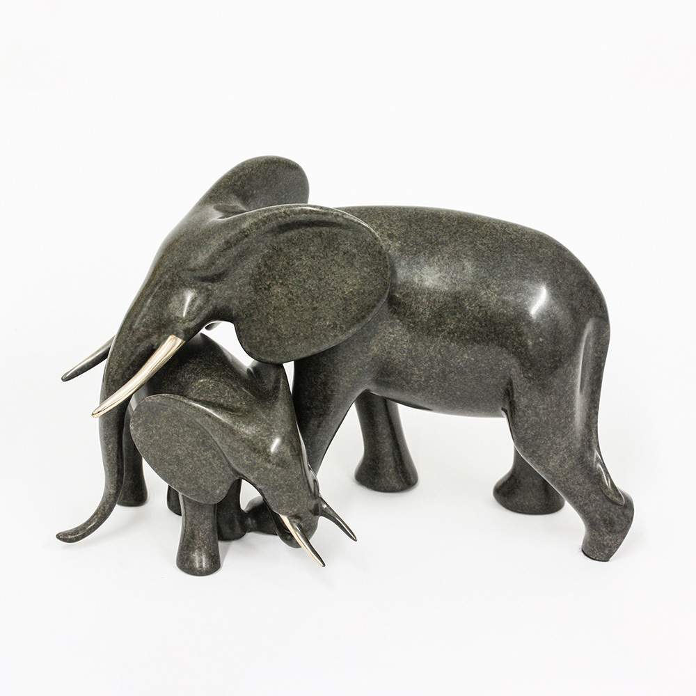 Loet Vanderveen - ELEPHANTS, TENDER (529) - BRONZE - 10 X 5.5 X 6.25 - These sculptures are bronze limited editions.
<br>
<br><a href="/[sculpture]/[available]-[patina]-[swatches]/">More than 30 patinas are available</a>. Available patinas are indicated as IN STOCK. Loet Vanderveen limited editions are always in strong demand and our stocked inventory sells quickly. Special orders are not being taken at this time.
<br>
<br>Allow a few weeks for your sculptures to arrive as each one is thoroughly prepared and packed in our warehouse. This includes fully customized crating and boxing for each piece. Your patience is appreciated during this process as we strive to ensure that your new artwork safely arrives.
<br>
<br>Shipping and Handling TBD