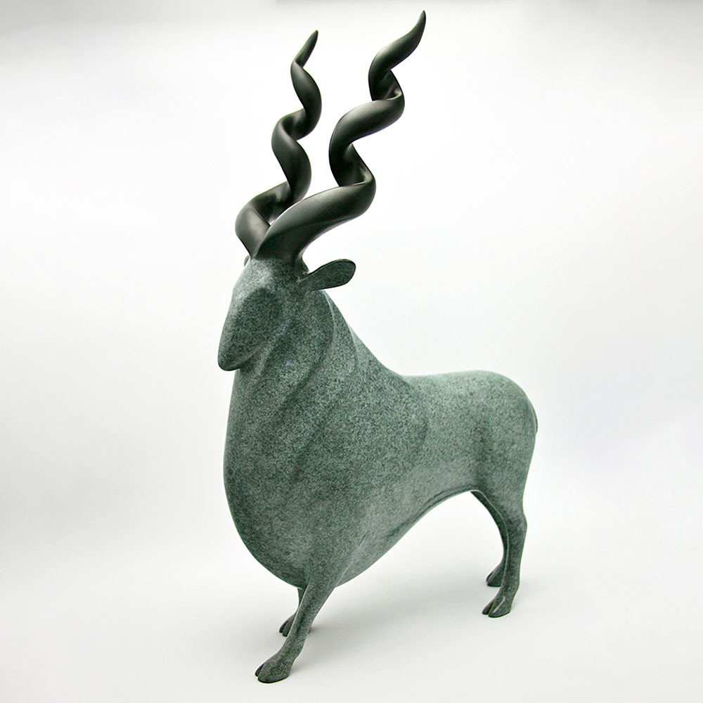 Loet Vanderveen - MARKHOR, STANDING (534) - BRONZE - 9 X 4.25 X 15 - These sculptures are bronze limited editions.
<br>
<br><a href="/[sculpture]/[available]-[patina]-[swatches]/">More than 30 patinas are available</a>. Available patinas are indicated as IN STOCK. Loet Vanderveen limited editions are always in strong demand and our stocked inventory sells quickly. Special orders are not being taken at this time.
<br>
<br>Allow a few weeks for your sculptures to arrive as each one is thoroughly prepared and packed in our warehouse. This includes fully customized crating and boxing for each piece. Your patience is appreciated during this process as we strive to ensure that your new artwork safely arrives.
<br>
<br>Shipping and Handling TBD