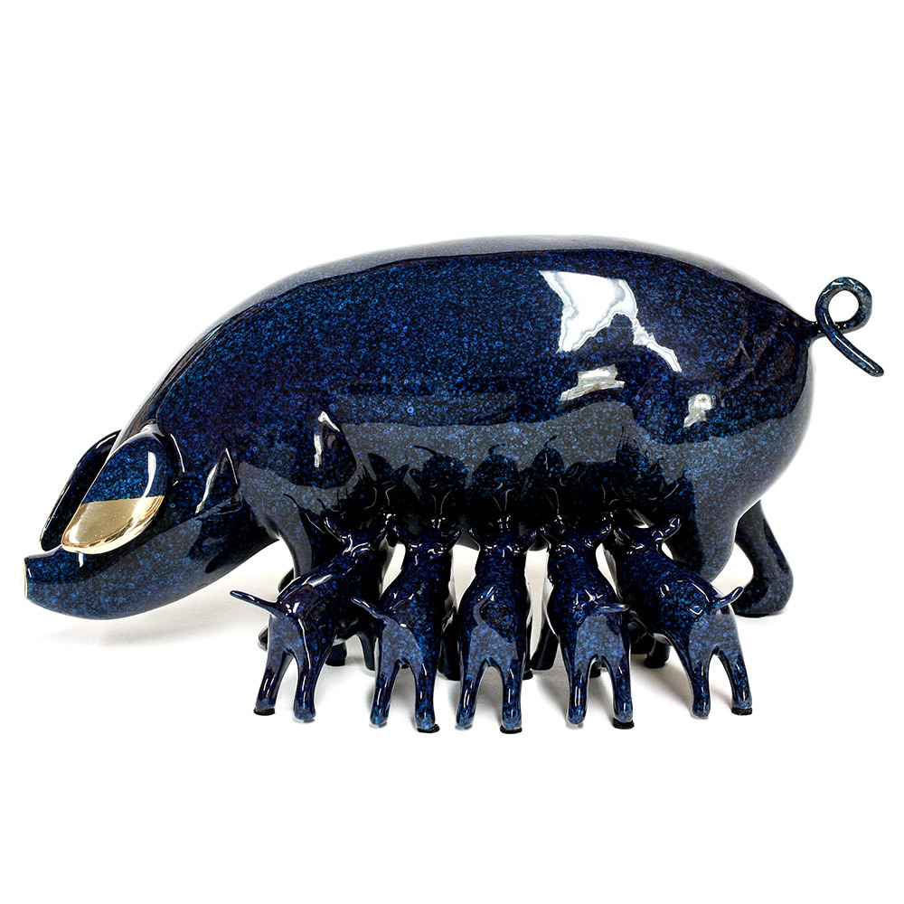 Loet Vanderveen - SOW AND PIGLETS (544) - BRONZE - 9 1/2 X 5 1/2 X 4 - These sculptures are bronze limited editions.
<br>
<br><a href="/[sculpture]/[available]-[patina]-[swatches]/">More than 30 patinas are available</a>. Available patinas are indicated as IN STOCK. Loet Vanderveen limited editions are always in strong demand and our stocked inventory sells quickly. Special orders are not being taken at this time.
<br>
<br>Allow a few weeks for your sculptures to arrive as each one is thoroughly prepared and packed in our warehouse. This includes fully customized crating and boxing for each piece. Your patience is appreciated during this process as we strive to ensure that your new artwork safely arrives.
<br>
<br>Shipping and Handling TBD