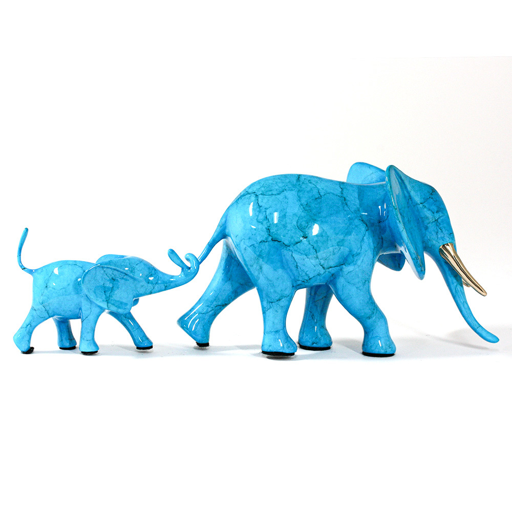 Loet Vanderveen - ELEPHANT & BABY MARCHING (547) - BRONZE - 13 X 4.25 X 4.5 - These sculptures are bronze limited editions.
<br>
<br><a href="/[sculpture]/[available]-[patina]-[swatches]/">More than 30 patinas are available</a>. Available patinas are indicated as IN STOCK. Loet Vanderveen limited editions are always in strong demand and our stocked inventory sells quickly. Special orders are not being taken at this time.
<br>
<br>Allow a few weeks for your sculptures to arrive as each one is thoroughly prepared and packed in our warehouse. This includes fully customized crating and boxing for each piece. Your patience is appreciated during this process as we strive to ensure that your new artwork safely arrives.
<br>
<br>Shipping and Handling TBD