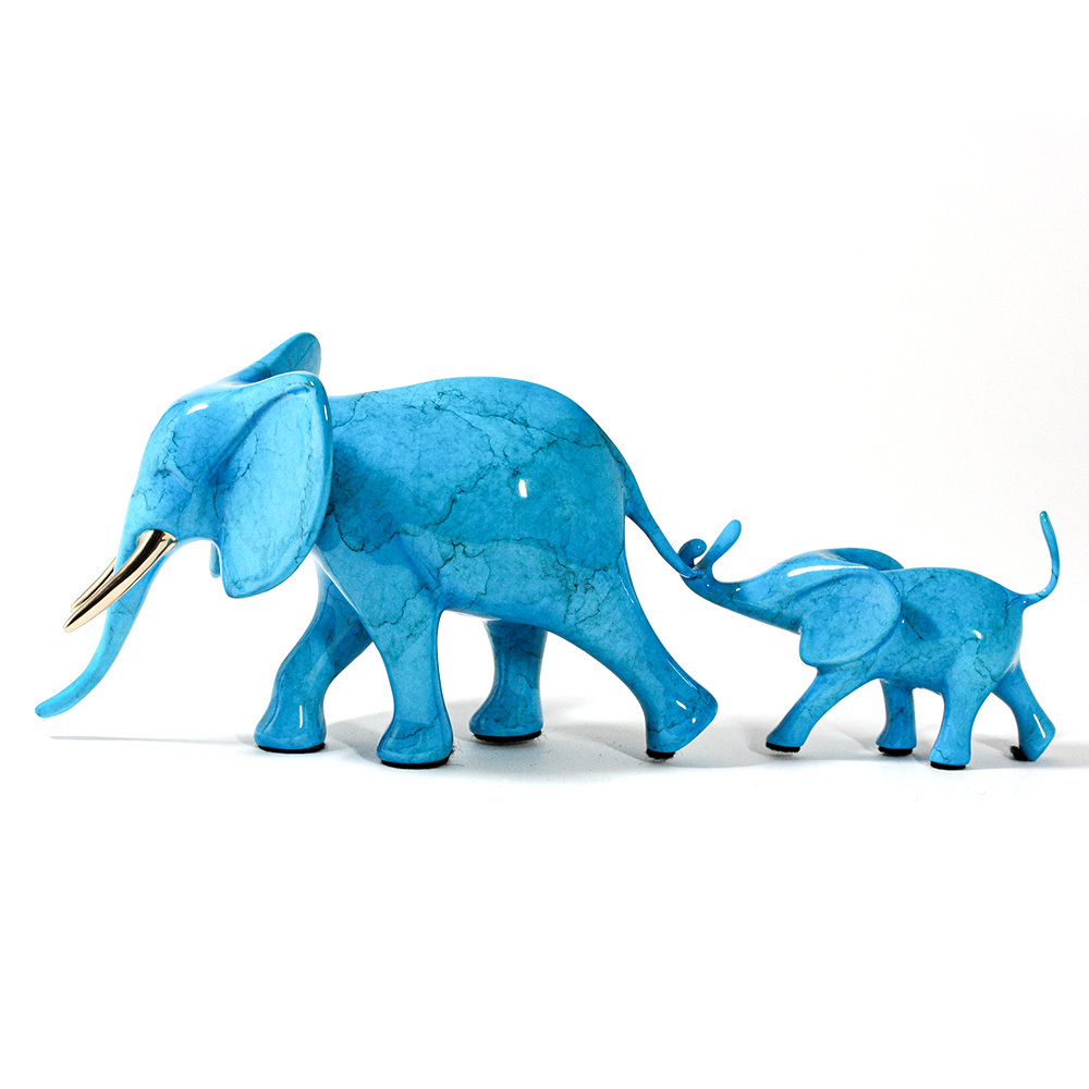 Loet Vanderveen - ELEPHANT & BABY MARCHING (547) - BRONZE - 13 X 4.25 X 4.5 - Free Shipping Anywhere In The USA!<br><br>These sculptures are bronze limited editions.<br><br><a href="/[sculpture]/[available]-[patina]-[swatches]/">More than 30 patinas are available</a>. Available patinas are indicated as IN STOCK. Loet Vanderveen limited editions are always in strong demand and our stocked inventory sells quickly. Please contact the galleries for any special orders.<br><br>Allow a few weeks for your sculptures to arrive as each one is thoroughly prepared and packed in our warehouse. This includes fully customized crating and boxing for each piece. Your patience is appreciated during this process as we strive to ensure that your new artwork safely arrives.