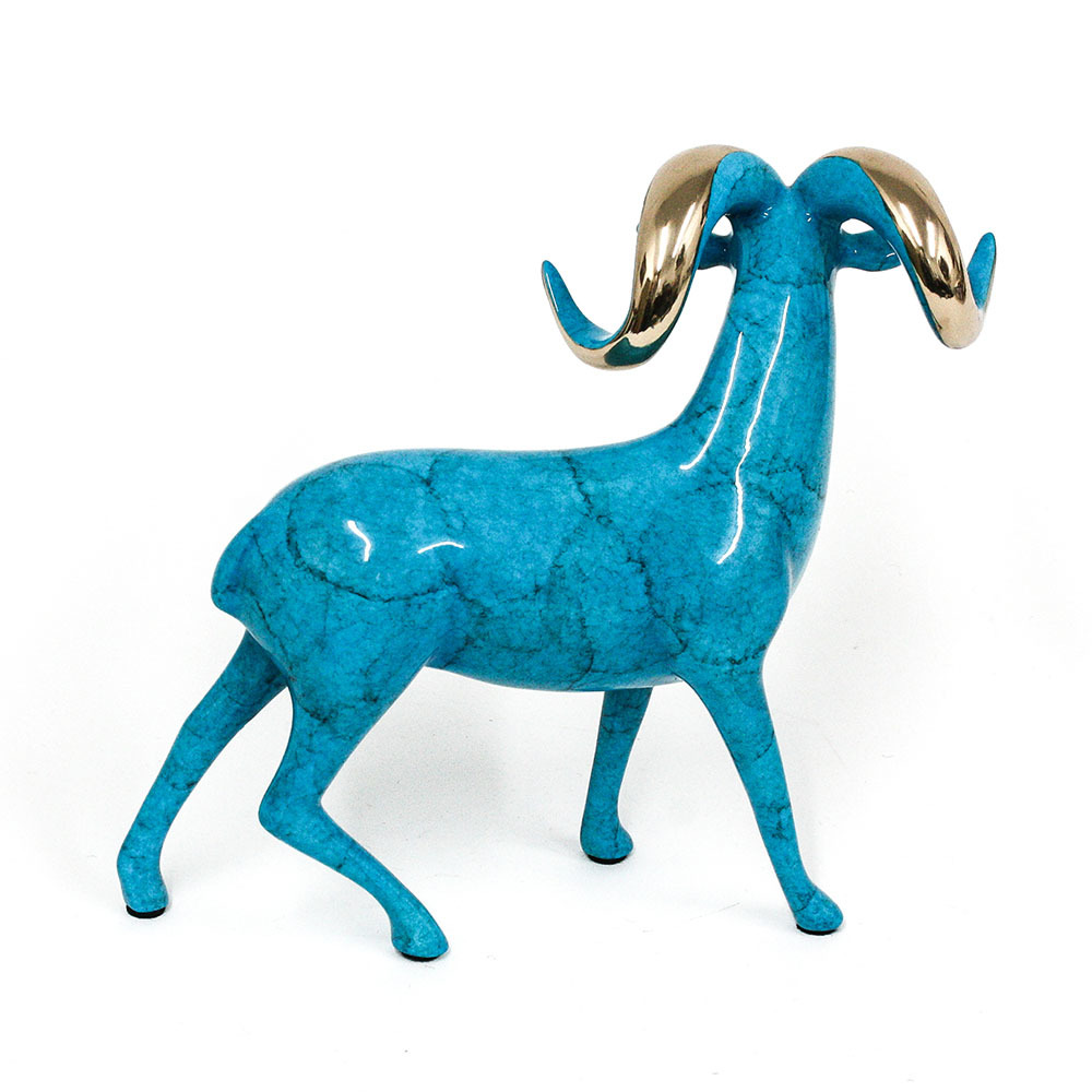 Loet Vanderveen - RAM, REGAL (551) - BRONZE - 9 X 3 X 8 - These sculptures are bronze limited editions.
<br>
<br><a href="/[sculpture]/[available]-[patina]-[swatches]/">More than 30 patinas are available</a>. Available patinas are indicated as IN STOCK. Loet Vanderveen limited editions are always in strong demand and our stocked inventory sells quickly. Special orders are not being taken at this time.
<br>
<br>Allow a few weeks for your sculptures to arrive as each one is thoroughly prepared and packed in our warehouse. This includes fully customized crating and boxing for each piece. Your patience is appreciated during this process as we strive to ensure that your new artwork safely arrives.
<br>
<br>Shipping and Handling TBD