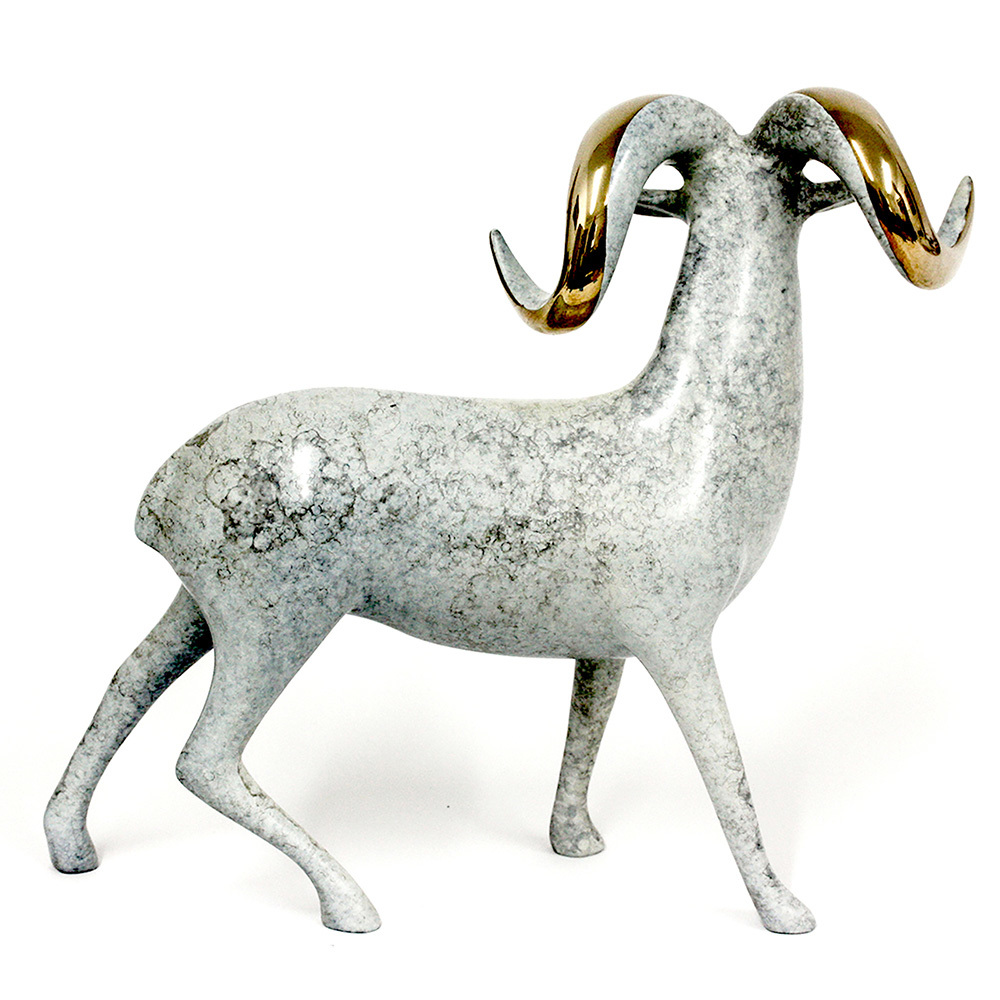 Loet Vanderveen - RAM, REGAL (551) - BRONZE - 9 X 3 X 8 - Free Shipping Anywhere In The USA!
<br>
<br>These sculptures are bronze limited editions.
<br>
<br><a href="/[sculpture]/[available]-[patina]-[swatches]/">More than 30 patinas are available</a>. Available patinas are indicated as IN STOCK. Loet Vanderveen limited editions are always in strong demand and our stocked inventory sells quickly. Special orders are not being taken at this time.
<br>
<br>Allow a few weeks for your sculptures to arrive as each one is thoroughly prepared and packed in our warehouse. This includes fully customized crating and boxing for each piece. Your patience is appreciated during this process as we strive to ensure that your new artwork safely arrives.