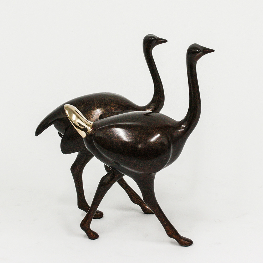 Loet Vanderveen - OSTRICH PAIR (556) - BRONZE - 6.5 X 5.25 X 8 - Free Shipping Anywhere In The USA!
<br>
<br>These sculptures are bronze limited editions.
<br>
<br><a href="/[sculpture]/[available]-[patina]-[swatches]/">More than 30 patinas are available</a>. Available patinas are indicated as IN STOCK. Loet Vanderveen limited editions are always in strong demand and our stocked inventory sells quickly. Special orders are not being taken at this time.
<br>
<br>Allow a few weeks for your sculptures to arrive as each one is thoroughly prepared and packed in our warehouse. This includes fully customized crating and boxing for each piece. Your patience is appreciated during this process as we strive to ensure that your new artwork safely arrives.