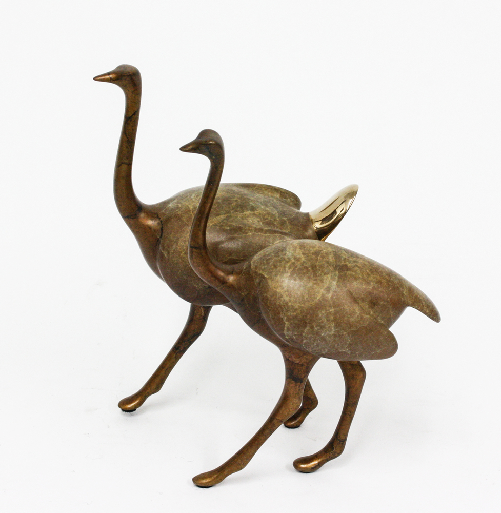 Loet Vanderveen - OSTRICH PAIR (556) - BRONZE - 6.5 X 5.25 X 8 - These sculptures are bronze limited editions.
<br>
<br><a href="/[sculpture]/[available]-[patina]-[swatches]/">More than 30 patinas are available</a>. Available patinas are indicated as IN STOCK. Loet Vanderveen limited editions are always in strong demand and our stocked inventory sells quickly. Special orders are not being taken at this time.
<br>
<br>Allow a few weeks for your sculptures to arrive as each one is thoroughly prepared and packed in our warehouse. This includes fully customized crating and boxing for each piece. Your patience is appreciated during this process as we strive to ensure that your new artwork safely arrives.
<br>
<br>Shipping and Handling TBD