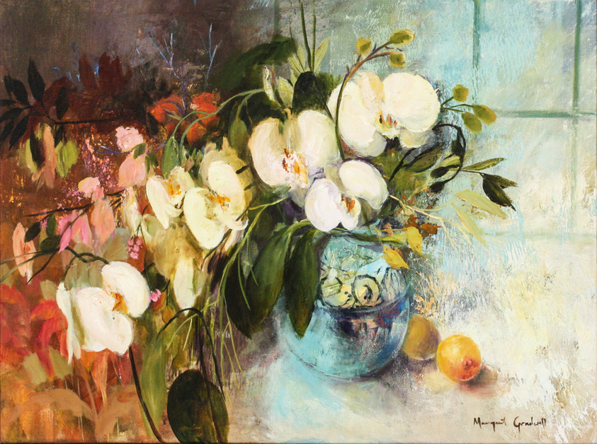 Margaret Gradwell - ORCHID FANTASY - ACRYLIC AND OIL ON CANVAS - 29 X 39