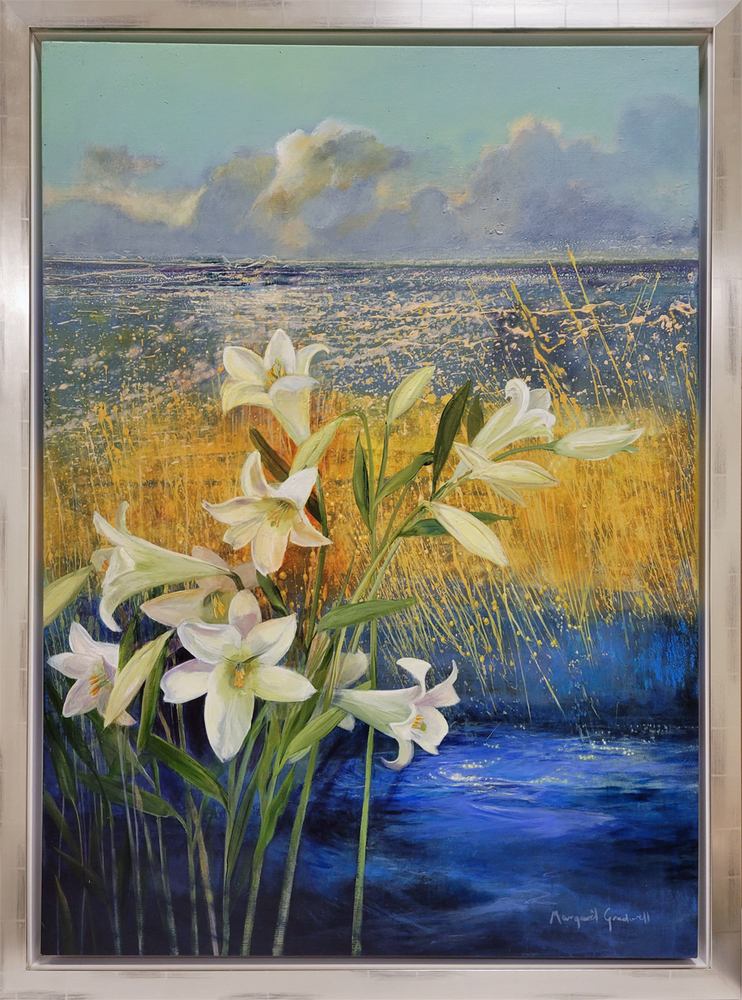 Margaret Gradwell - PRIDE OF LILIES - ACRYLIC AND OIL ON CANVAS - 55 X 39 1/2