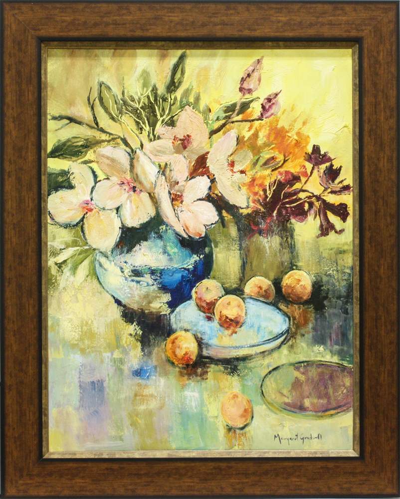 Margaret Gradwell - MAGNOLIA WITH FRUITS - ACRYLIC AND OIL ON CANVAS - 39 X 29
