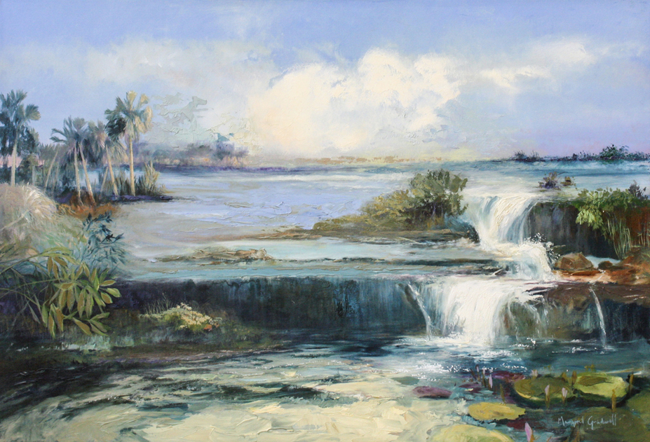 Margaret Gradwell - FIELDS OF WATER Margaret Gradwell - FIELDS OF WATER - ACRYLIC & OIL ON CANVAS - 43 X 62 1/2