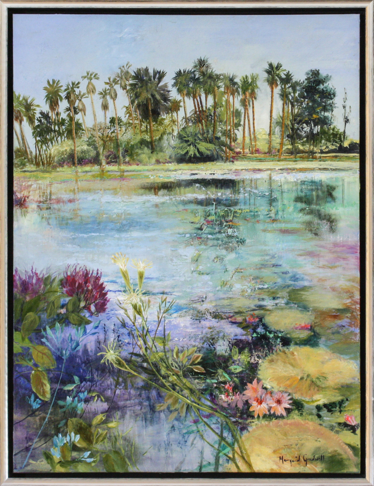 Margaret Gradwell - AT THE RIVER'S EDGE - ACRYLIC AND OIL ON CANVAS - 47 X 35