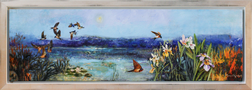 Margaret Gradwell - SUMMER EXCITEMENT - ACRYLIC AND OIL ON CANVAS - 20 X 65