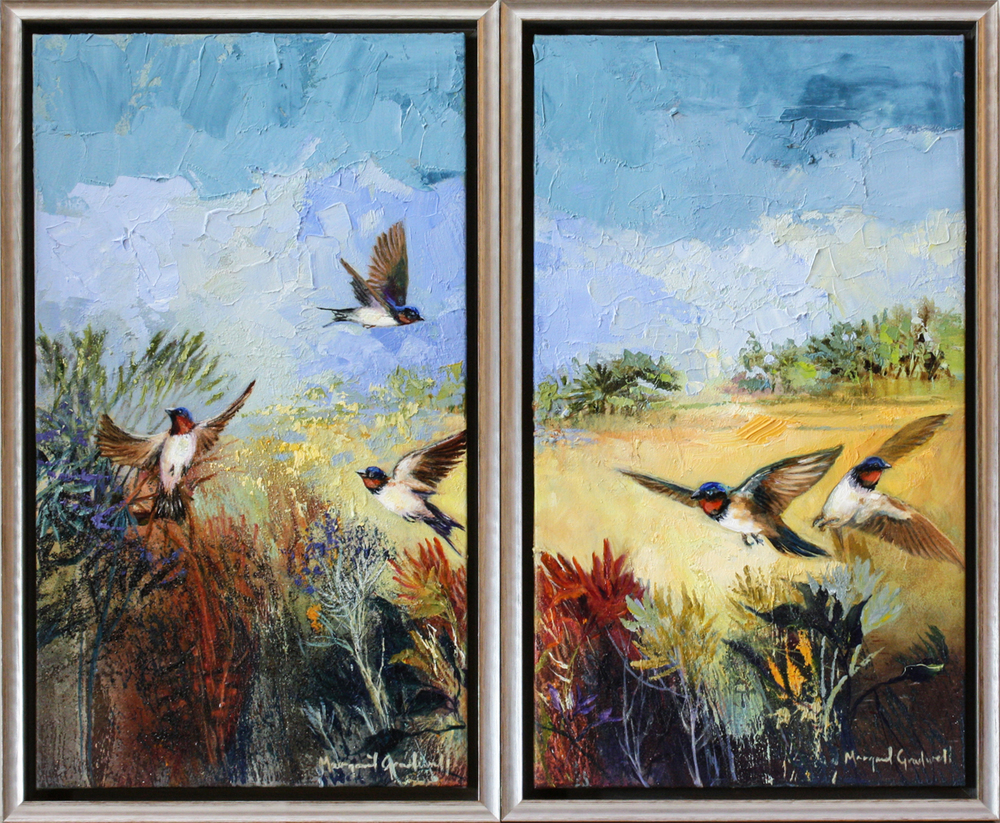 Margaret Gradwell - TWITTER FLIGHT Margaret Gradwell - TWITTER FLIGHT - ACRYLIC AND OIL ON CANVAS - 29 1/4 X 16 7/8 (2)