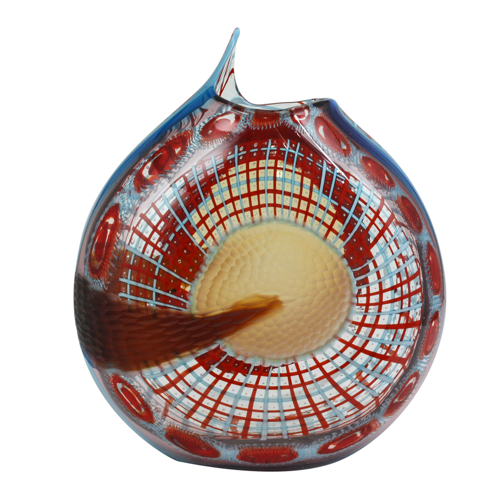 Orovetro Murano - CRIMSON DREAM - GLASS - 15 X 12 1/2 X 5