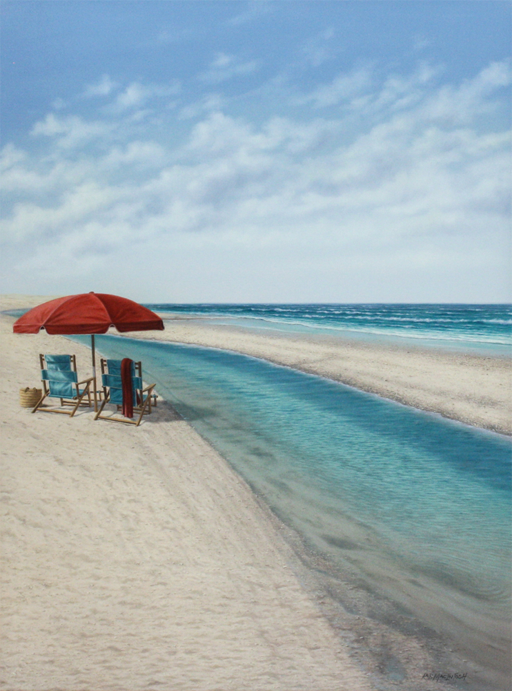 Rob MacIntosh - A DAY AT THE BEACH - OIL ON CANVAS - 39 3/4 X 29 7/8