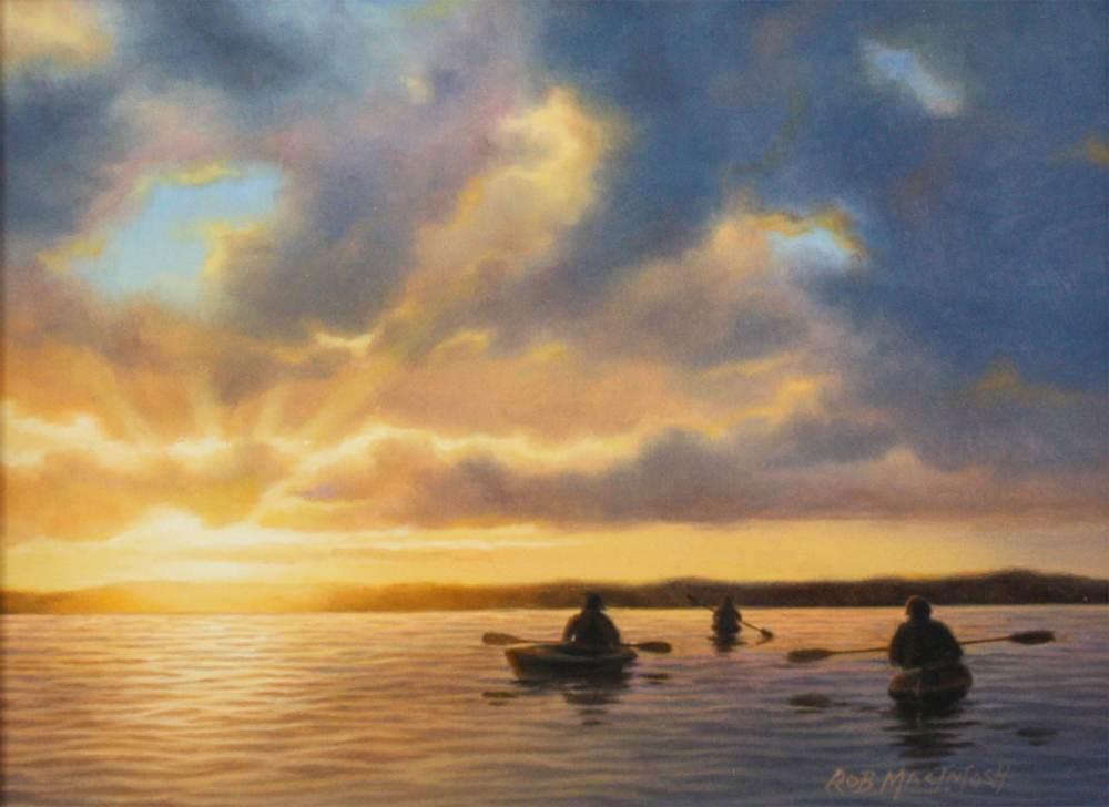 Rob MacIntosh - KAYAK SUNSET - OIL ON CANVAS - 9 x 12