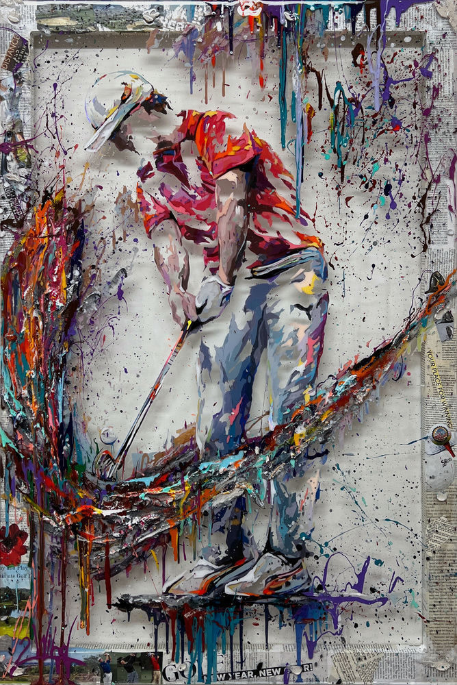 2Wild - GOLFING AFTERNOON 12/49 2Wild - GOLFING AFTERNOON 12/49 - MIXED MEDIA ON PLEXIGLASS - 45 X 30