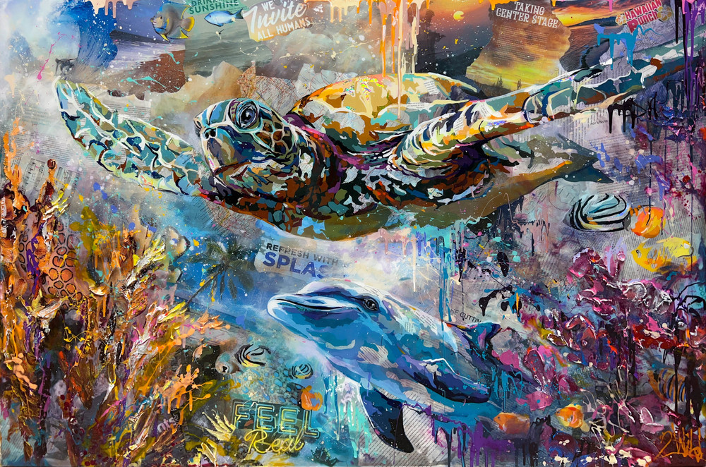 2Wild - COLORFUL SPLASH - MIXED MEDIA ON PANEL - 40 X 60