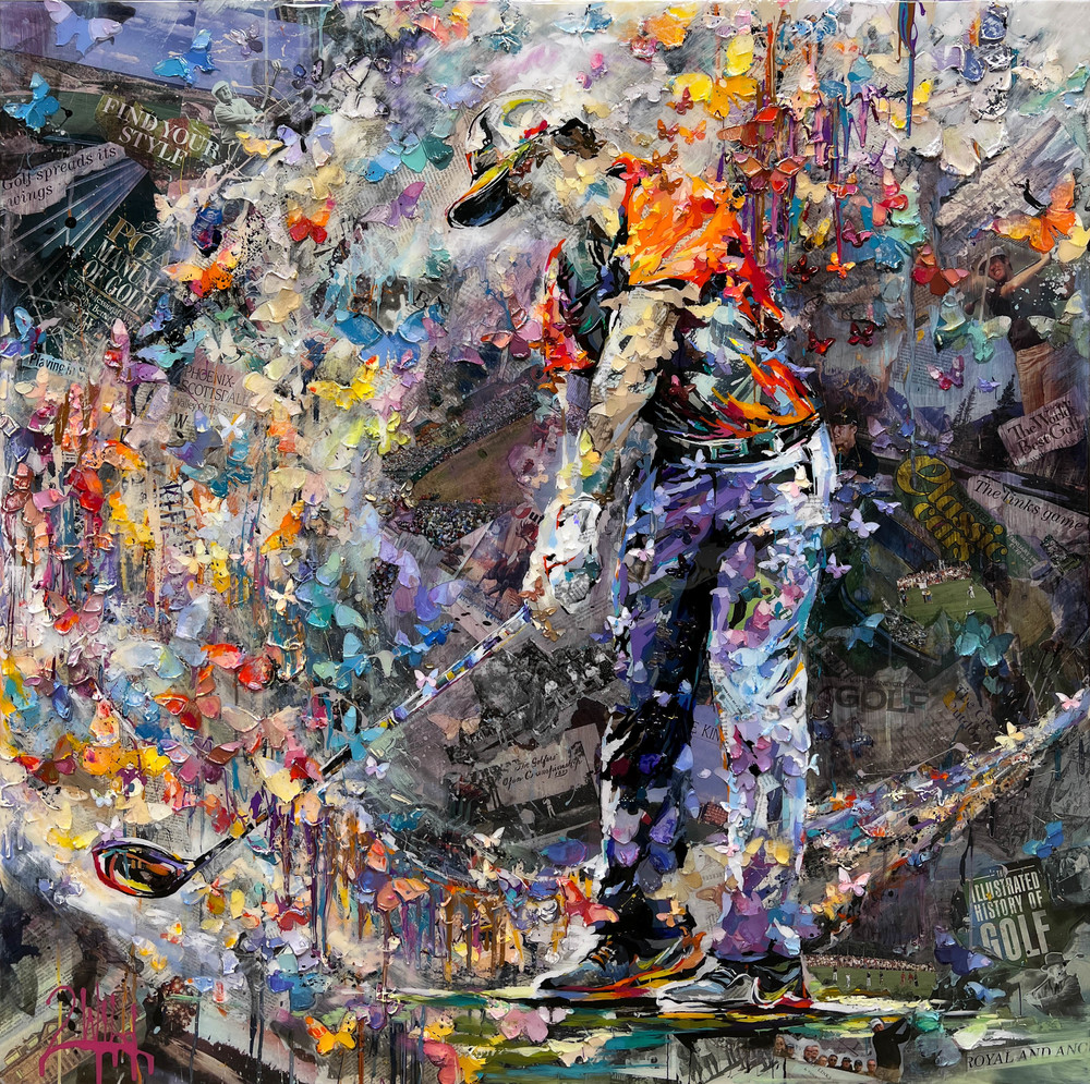 2Wild - GOLF LOVE 2Wild - GOLF LOVE - MIXED MEDIA ON PANEL - 48 X 48