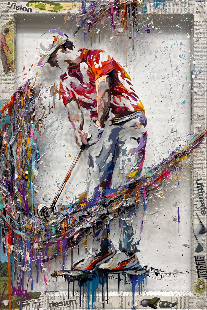 2Wild - GOLFING AFTERNOON 31/49 2Wild - GOLFING AFTERNOON 31/49 - MIXED MEDIA ON PLEXIGLASS - 35 1/2 X 23 1/2