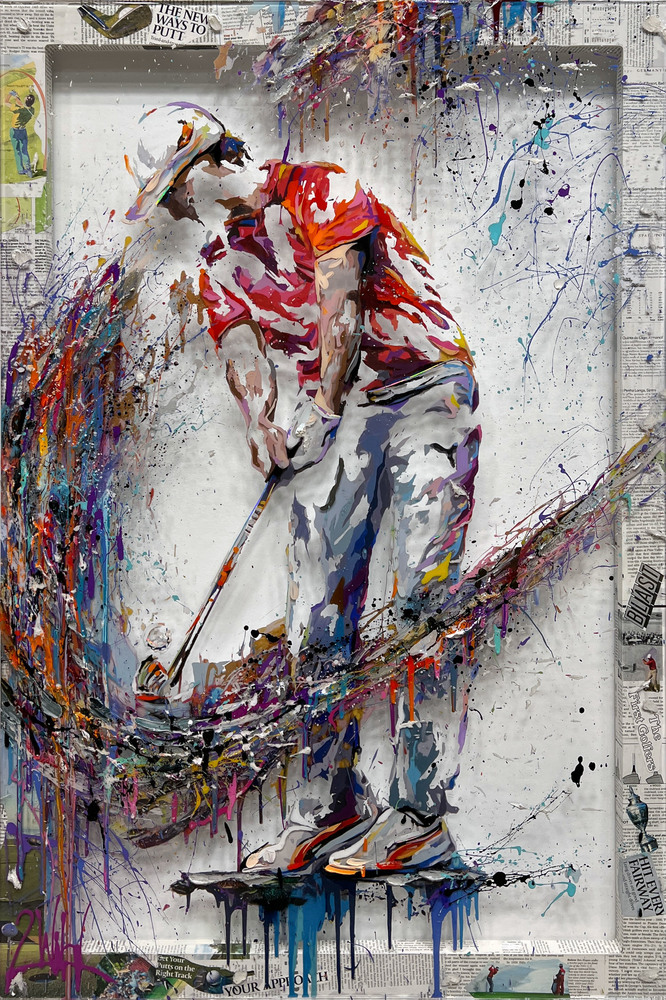 2Wild - GOLFING AFTERNOON 32/49 2Wild - GOLFING AFTERNOON 32/49 - MIXED MEDIA ON PLEXIGLASS - 45 X 30
