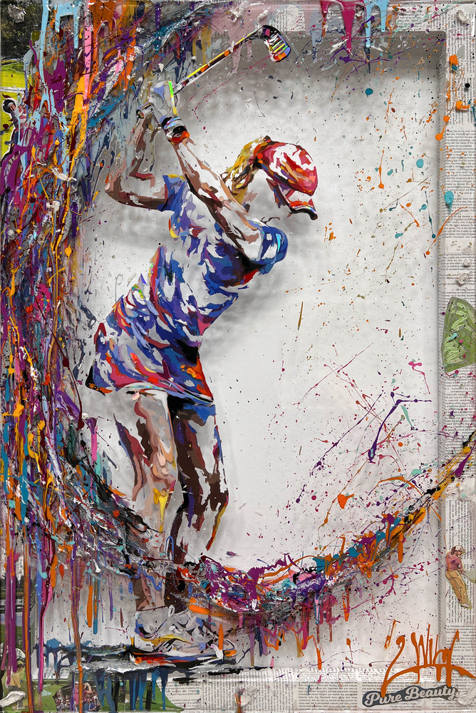 2Wild - GOLFING COLORS 23/49 2Wild - GOLFING COLORS 23/49 - MIXED MEDIA ON PLEXIGLASS - 35 1/2 X 23 1/2