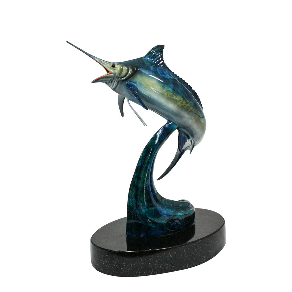 Victor Douieb - MARLIN IN BLUE - STAINLESS STEEL - 10 X 7 X 6 1/2