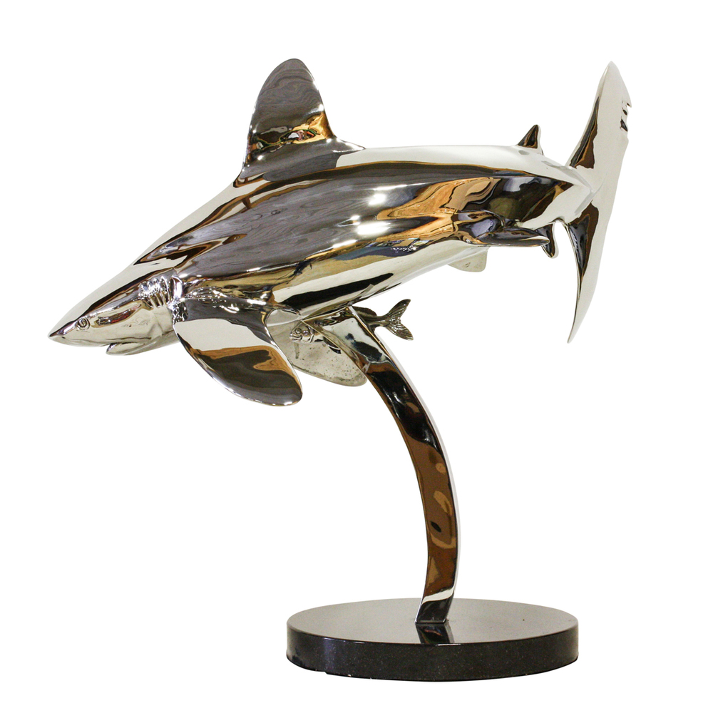 Victor Douieb - OCEANIC WHITE TIP W/PILOT FISH - STAINLESS STEEL - 19 X 21 X 14