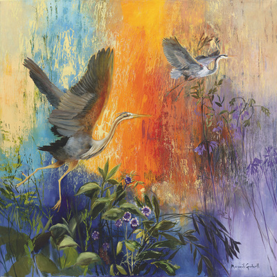 Margaret Gradwell - THE HERON'S RACE - GICLEE - 50 X 50