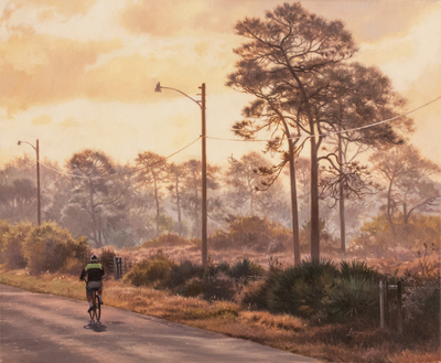 David Langmead - MORNING RIDE - OIL ON CANVAS - 15 3/4 X 19 1/4