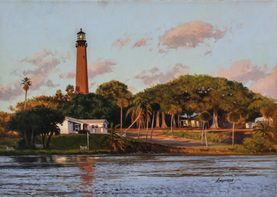 David Langmead - JUPITER LIGHTHOUSE - OIL ON CANVAS - 11 1/2 X 16 1/4