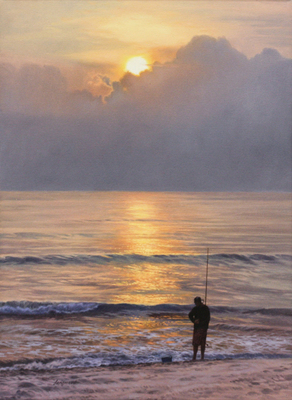 David Langmead - FISHING ON HEAVEN'S SHORE - OIL ON CANVAS - 22 X 16 1/8