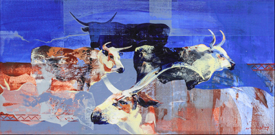 Derric van Rensburg - NGUNI - ACRYLIC ON CANVAS - 26 1/2 X 53