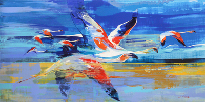 Derric van Rensburg - FREQUENT FLYERS - ACRYLIC ON CANVAS - 36 X 72