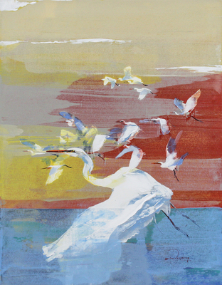 Derric van Rensburg - WINTER ARRIVALS I - ACRYLIC ON CANVAS - 43 1/8 X 33 1/4 (each)