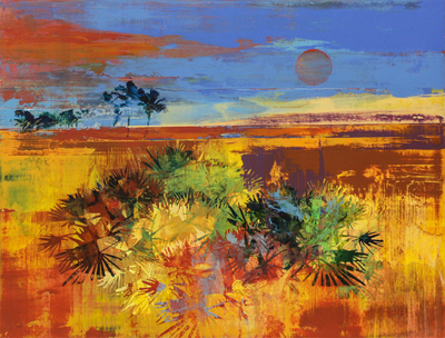 Derric van Rensburg - COLOURFUL WETLANDS - ACRYLIC ON CANVAS - 38 1/2 X 50 1/4