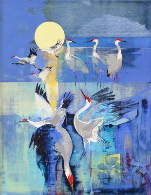 Derric van Rensburg - BLUE MOON RISING - ACRYLIC ON CANVAS - 51 1/2 X 39 3/4